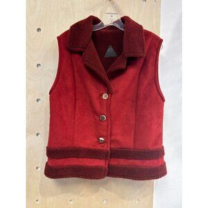FJALL Womens Red Faux Suede Thick Pile Sherpa Lined Vest Jacket Size XL